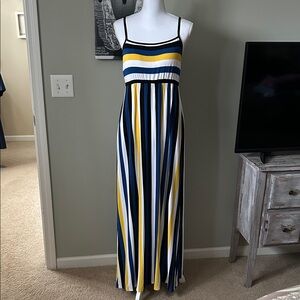Soma Vibrant Striped Maxi Dress - Yellow, Blue, White